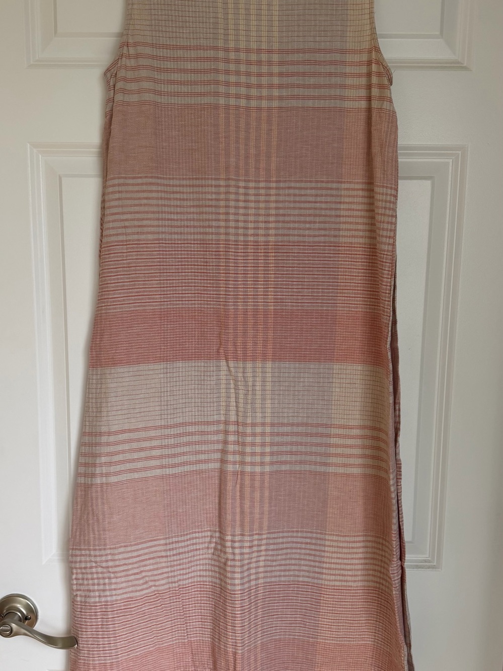 J. Jill Pink and Cream Plaid Sleeveless Midi Dress linen bland - Picture 2 of 10
